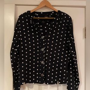 Rafaella sweater set. Black with white polka dots. Size L